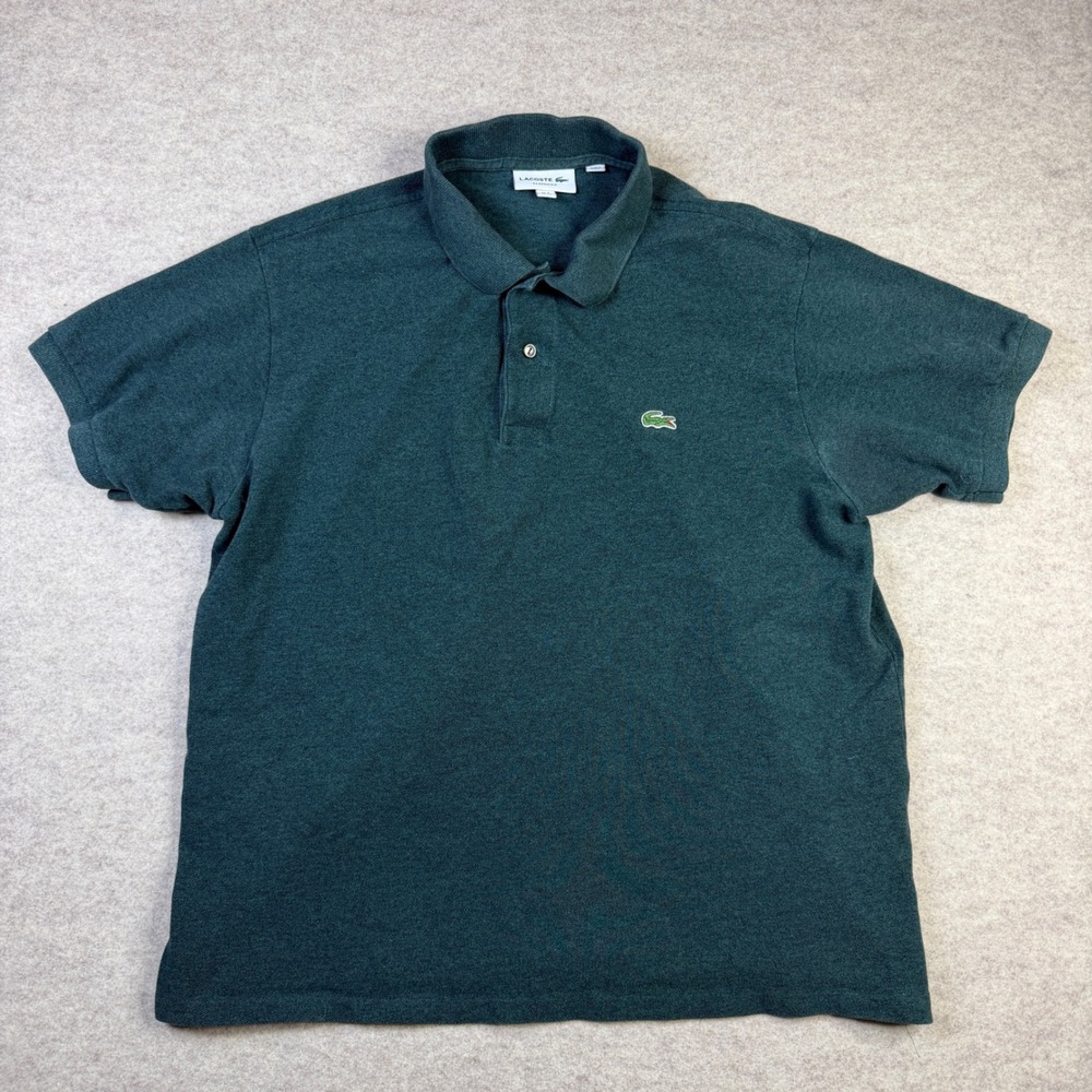 Lacoste Classic Fit Polo Shirt Mens XL Green Marl Pique Short Sleeve Logo P6
